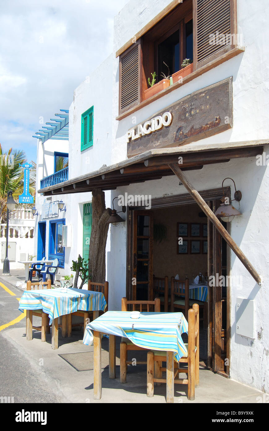 Piccolo ristorante El Golfo, Lanzarote, Isole Canarie, Spagna Foto Stock