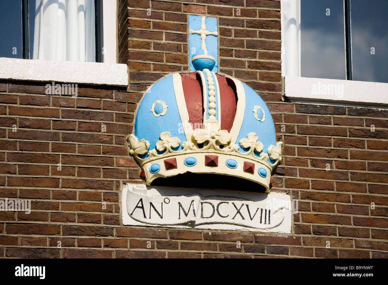 Amsterdam Imperial Crown sul Canal House Anno 1618 Foto Stock