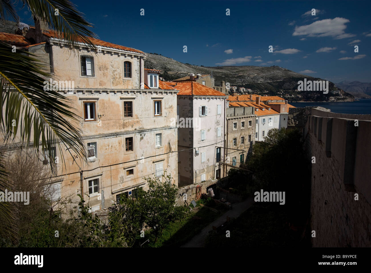 Vista dalla parete, la vecchia città di Dubrovnik, Croazia Foto Stock