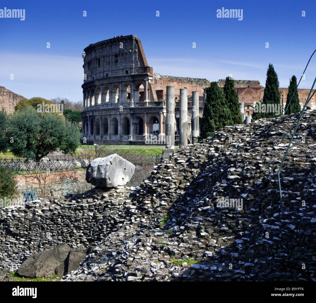 Roma Antica: Colosseo, Roma, dalla Via Sacra Foto Stock