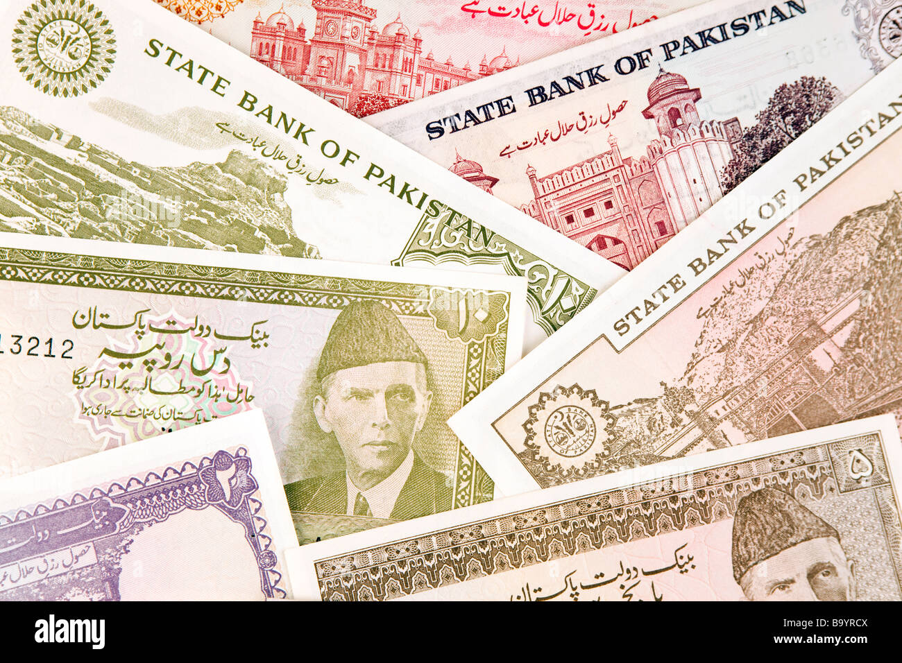 Valuta il denaro dettaglio di Pakistani banconote Foto Stock