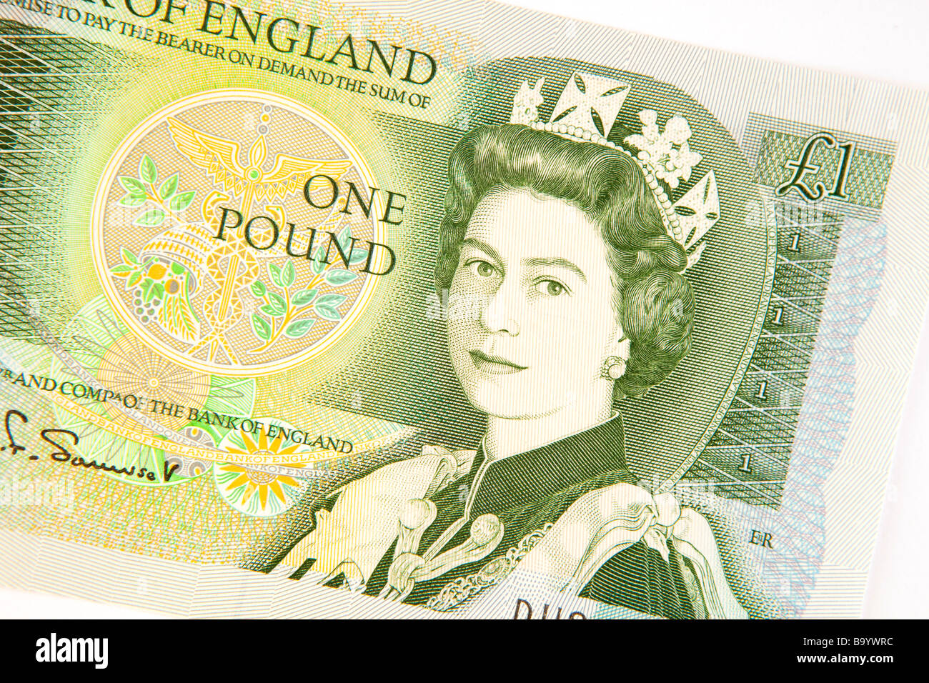 Valuta il denaro dettaglio del vecchio British una sterlina banconota Foto Stock