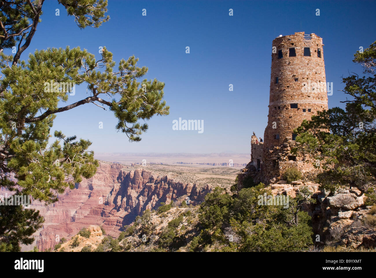 Visitatore torre di osservazione sul bordo Sud del Grand Canyon Foto Stock