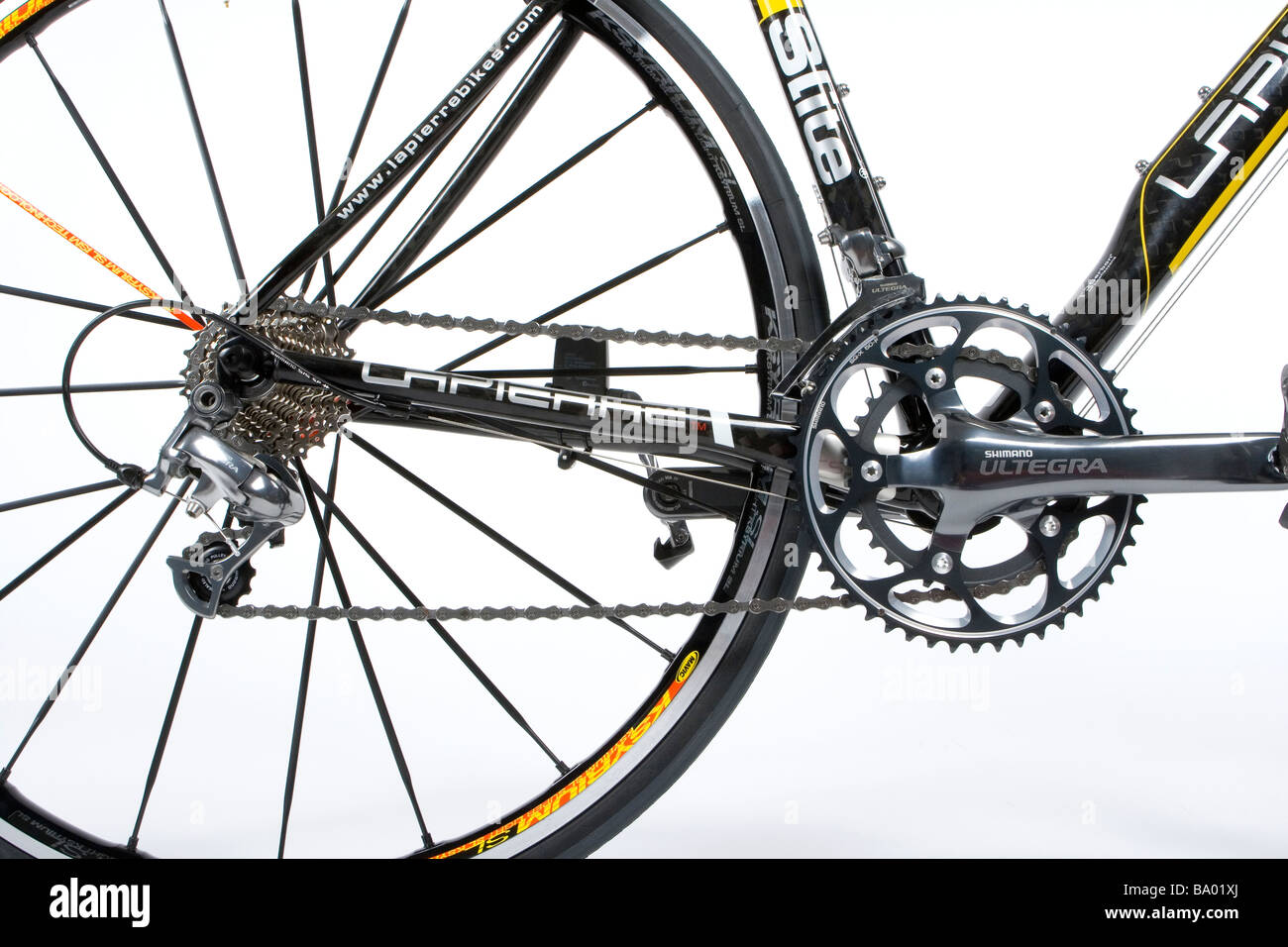 Il gruppo di trasmissione di una tipica bicicletta da strada Foto Stock