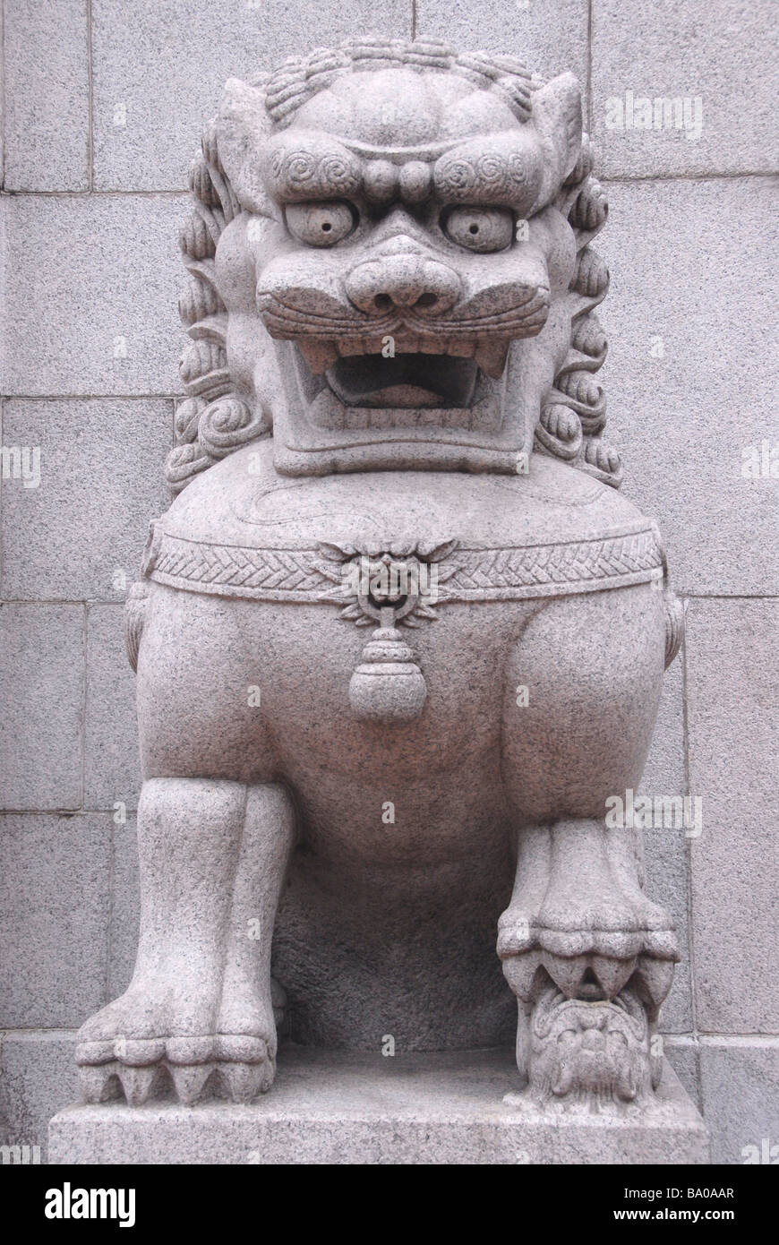 Lion, sportello anteriore della Banca di Cina, isola di Hong Kong, Cina Foto Stock