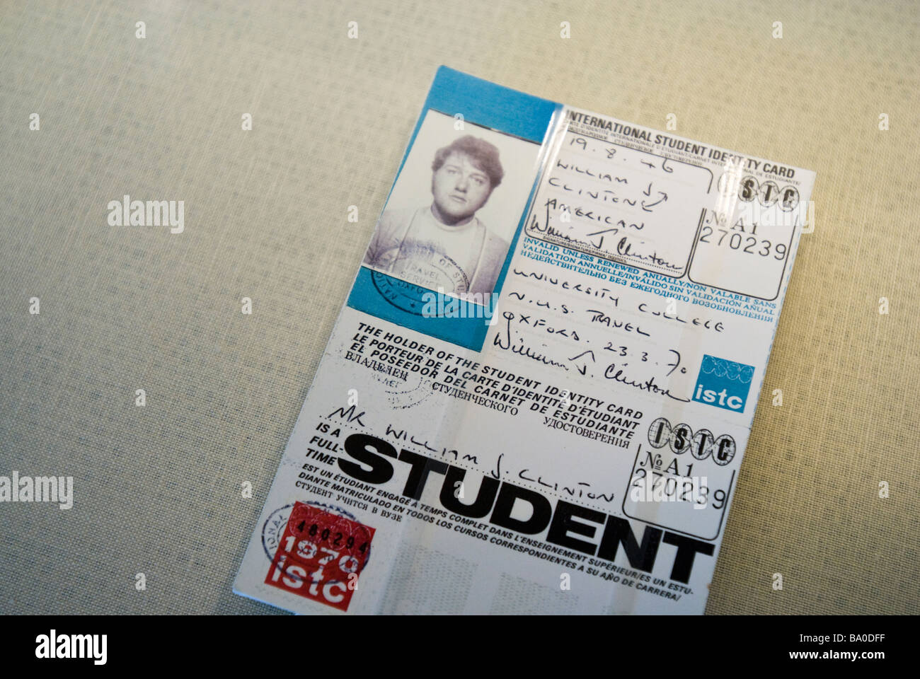 ID di studente a William J. Clinton Presidential Library and Museum di Little Rock, Arkansas. Foto Stock