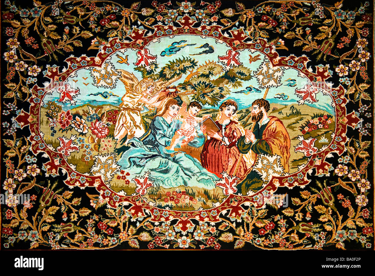 Tappeto in seta motivi Turchia Antalya Foto Stock