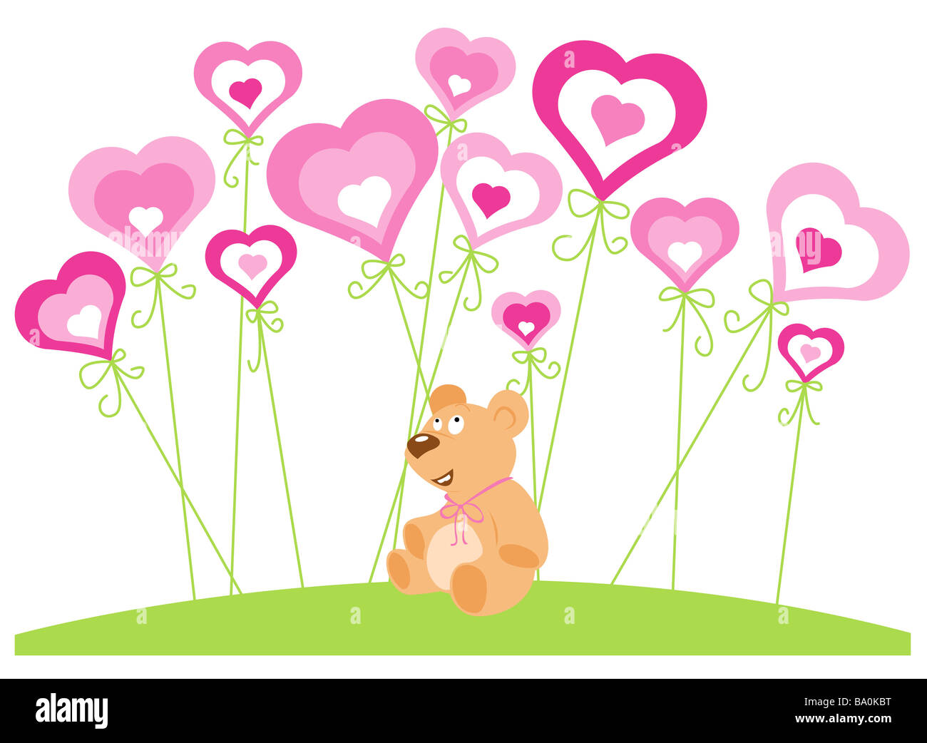San Valentino - teddy e cuori Foto Stock