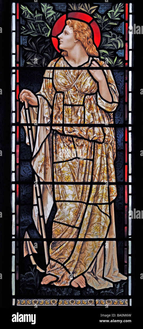 Finestra di speranza, (dettaglio) da Henry Holiday. Chiesa di Santa Maria, Kirkby Lonsdale, Cumbria, England, Regno Unito, Europa. Foto Stock