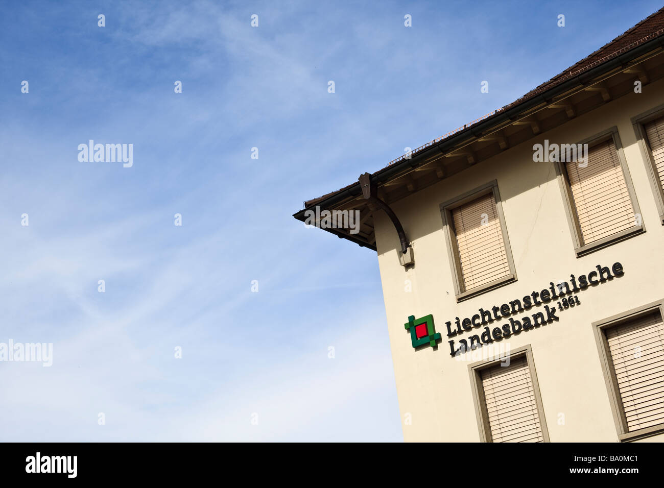 Bank Building di Liechtensteinische Landesbank in Vaduz, Principato del Liechtenstein Foto Stock