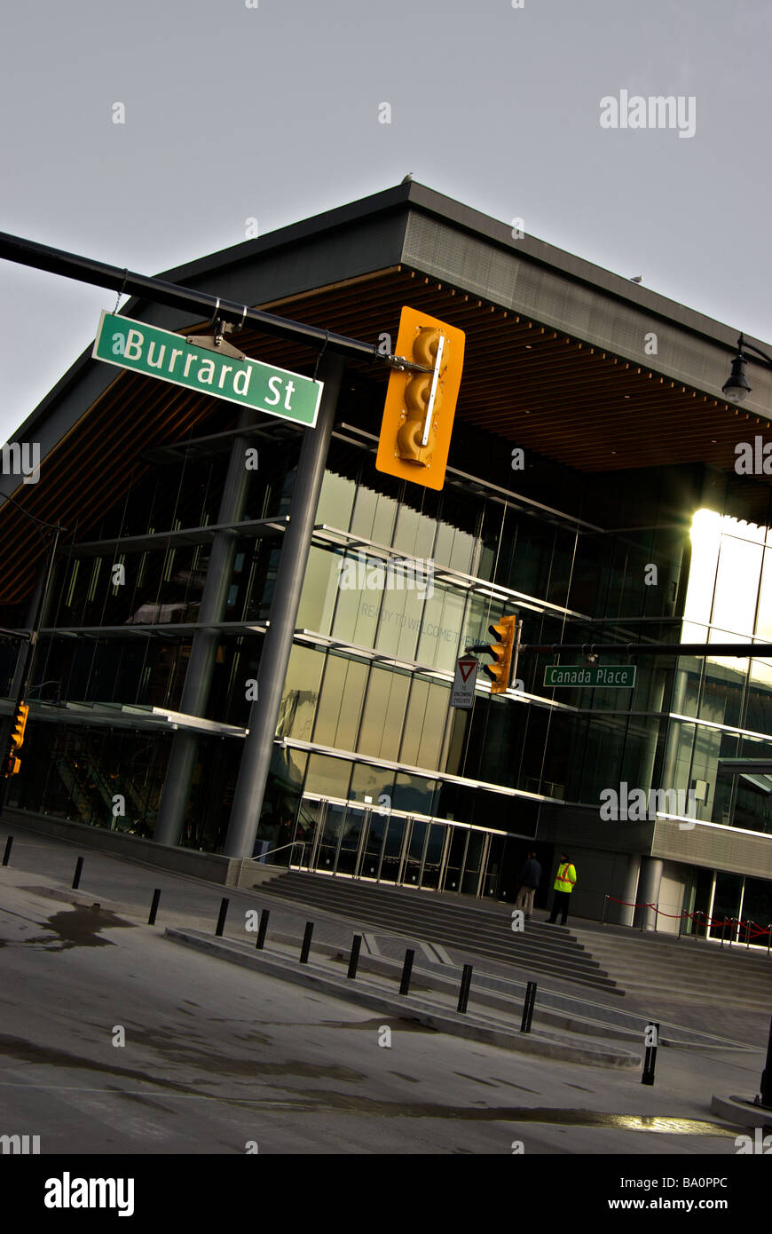 Burrard Street entrata a Vancouver Trade Convention Center Olimpiadi Invernali 2010 di Media Broadcast sede Foto Stock