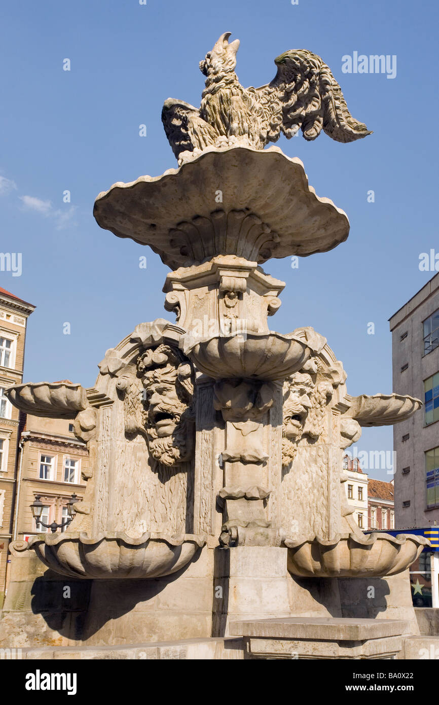 Bianco Aquila Fontana Szczecin Polonia Foto Stock