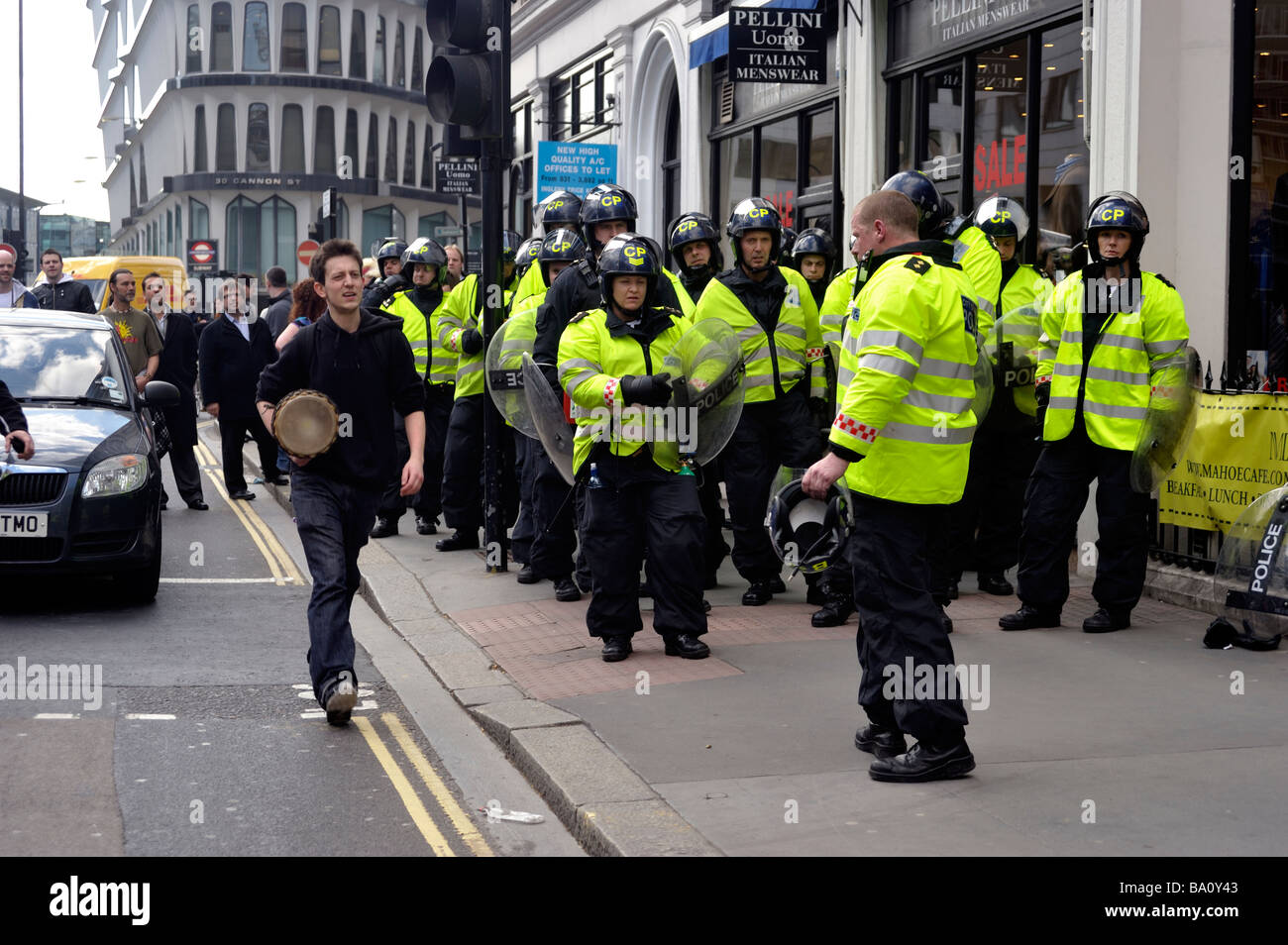 Protesta a Londra durante il vertice del G20 - 1 Aprile. 2009 Foto Stock