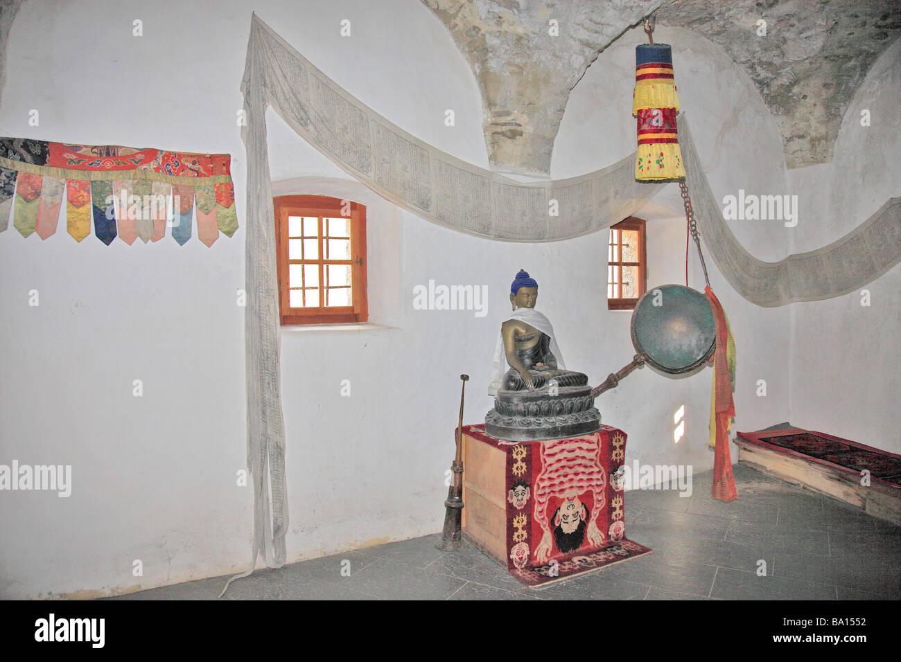 Simbolo di Buddismo presso il castello di Schloss Juval in Val Senales Val Senales VAL VENOSTA Val Venosta Trentino Italia possedute da Reinh Foto Stock