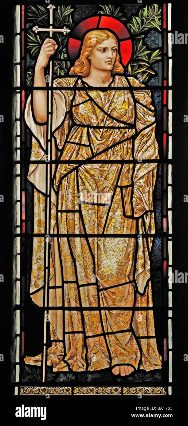 Finestra di fede, (dettaglio) da Henry Holiday. Chiesa di Santa Maria, Kirkby Lonsdale, Cumbria, England, Regno Unito, Europa. Foto Stock