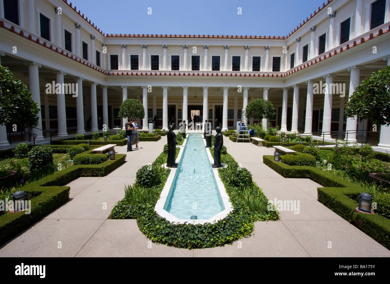 Cortile Centrale, Villa Getty di Los Angeles, California, Stati Uniti d'America Foto Stock