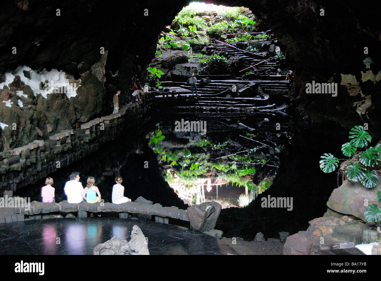 Cave pool, Jameos del Agua, Arrietta, Provincia di Las Palmas, Lanzarote, Isole Canarie, Spagna Foto Stock