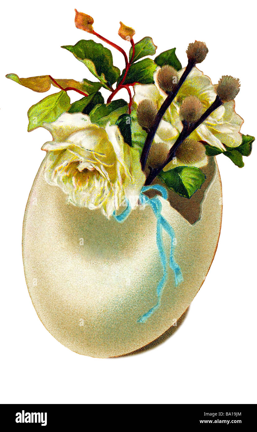 Nostalgica uovo di pasqua rose buona Pasqua Foto Stock