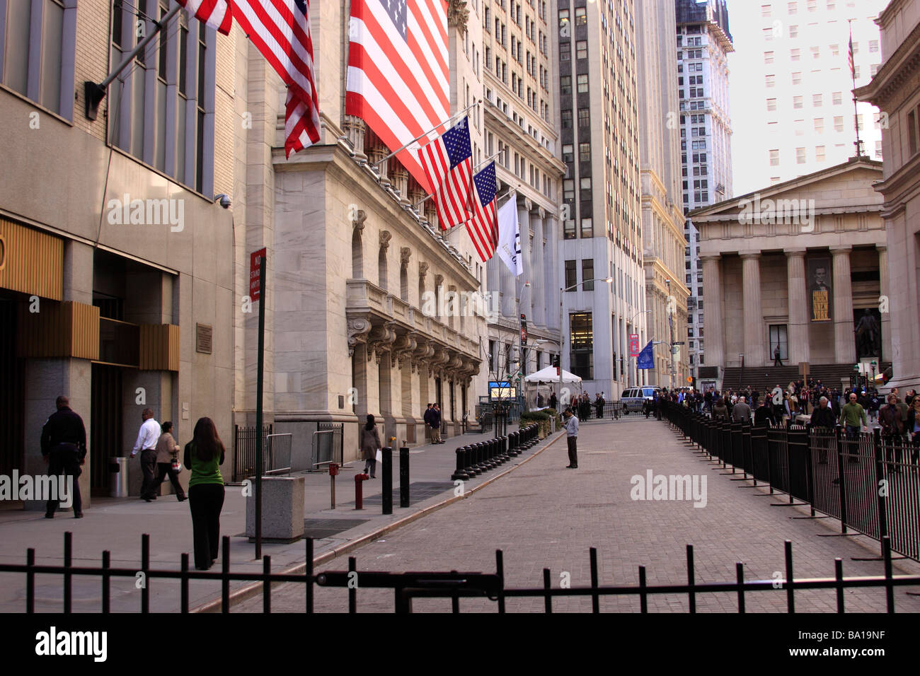 Il New York Stock Exchange, Wall Street Financial District di New York City, Stati Uniti d'America Foto Stock