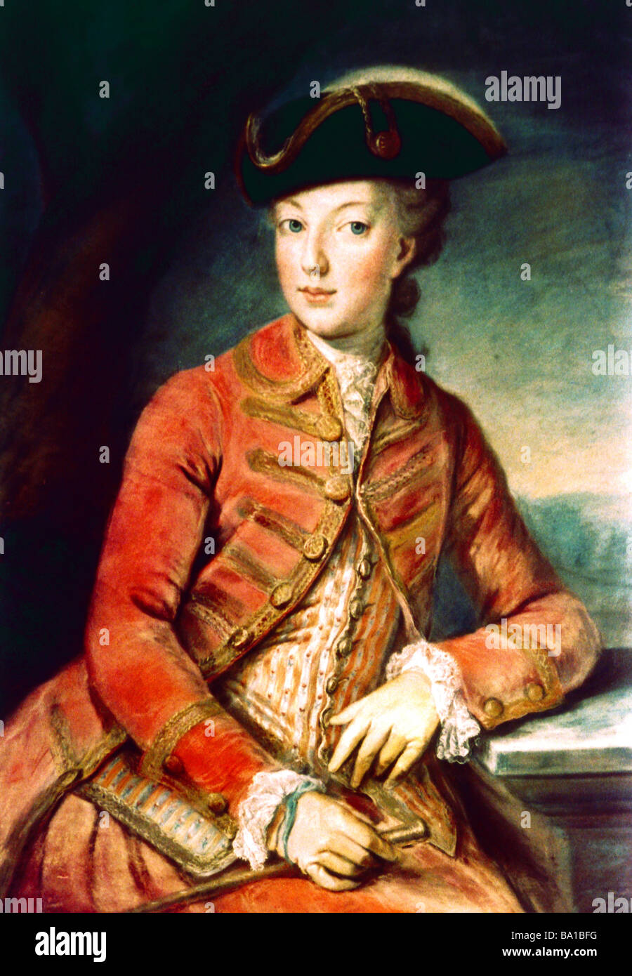 Maria Antonietta, 2.11.1755 - 16.10.1793, regina consorte di Francia 10.5.1774 - 21.9.1792, mezza lunghezza, come giovane donna in rosso houn Foto Stock