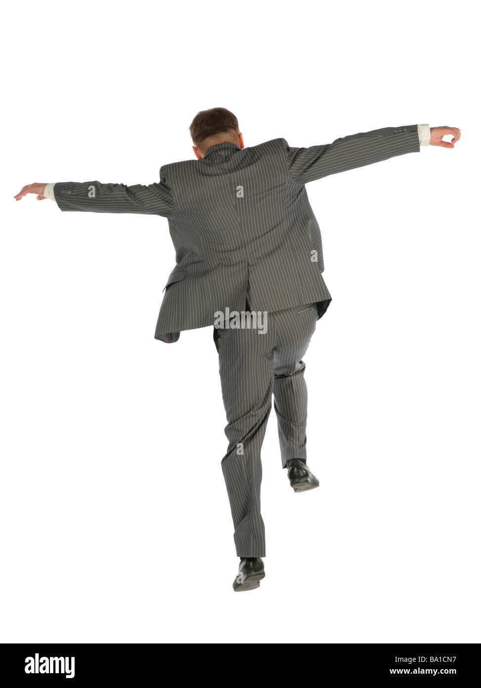 Alle spalle di imprenditore di salto Foto Stock