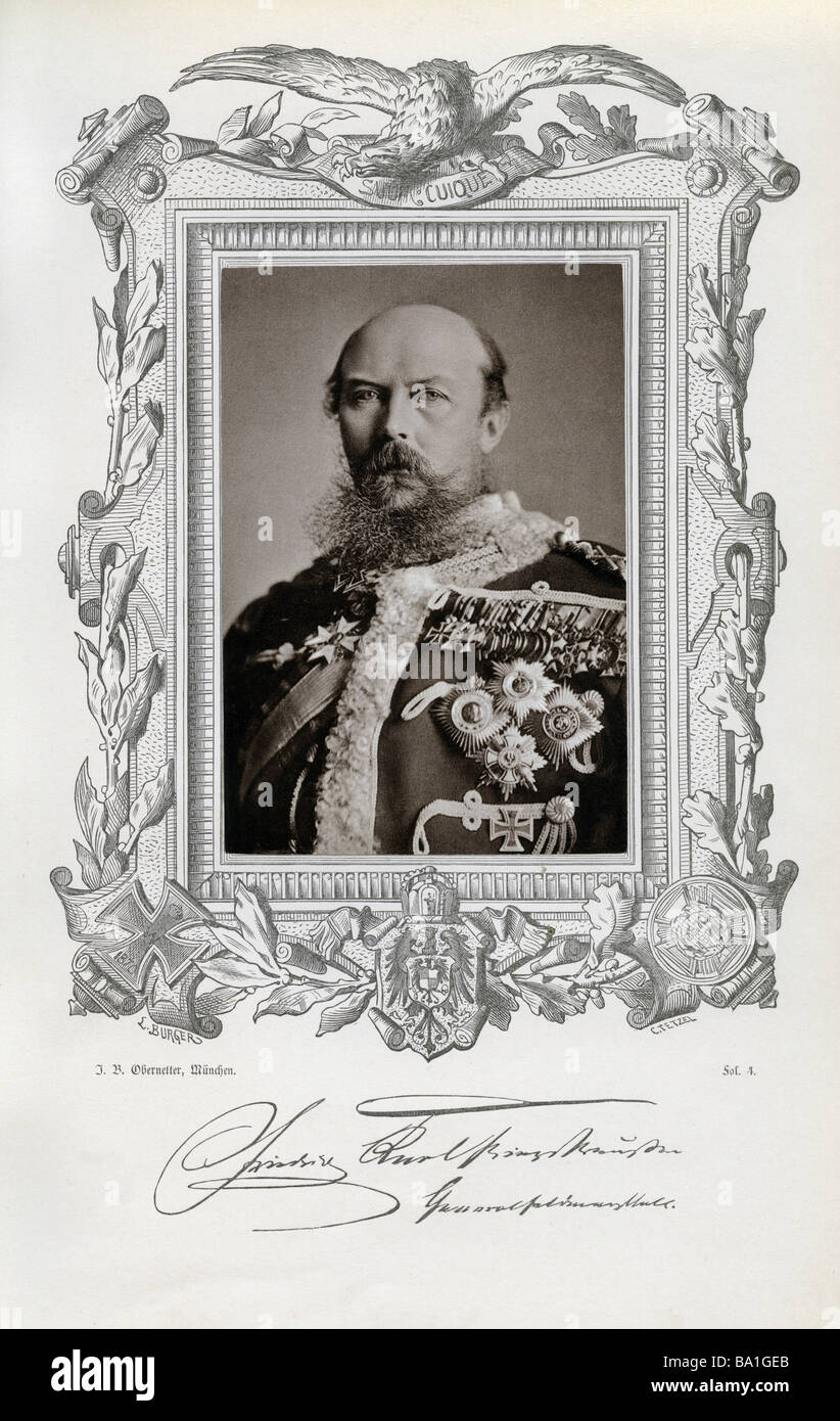 Frederick Charles, 20.3.1828 - 15.6.1885, principe di Prussia, generale prussiano, ritratto, Johann Baptist Obernetter, Monaco di Baviera, 187 Foto Stock