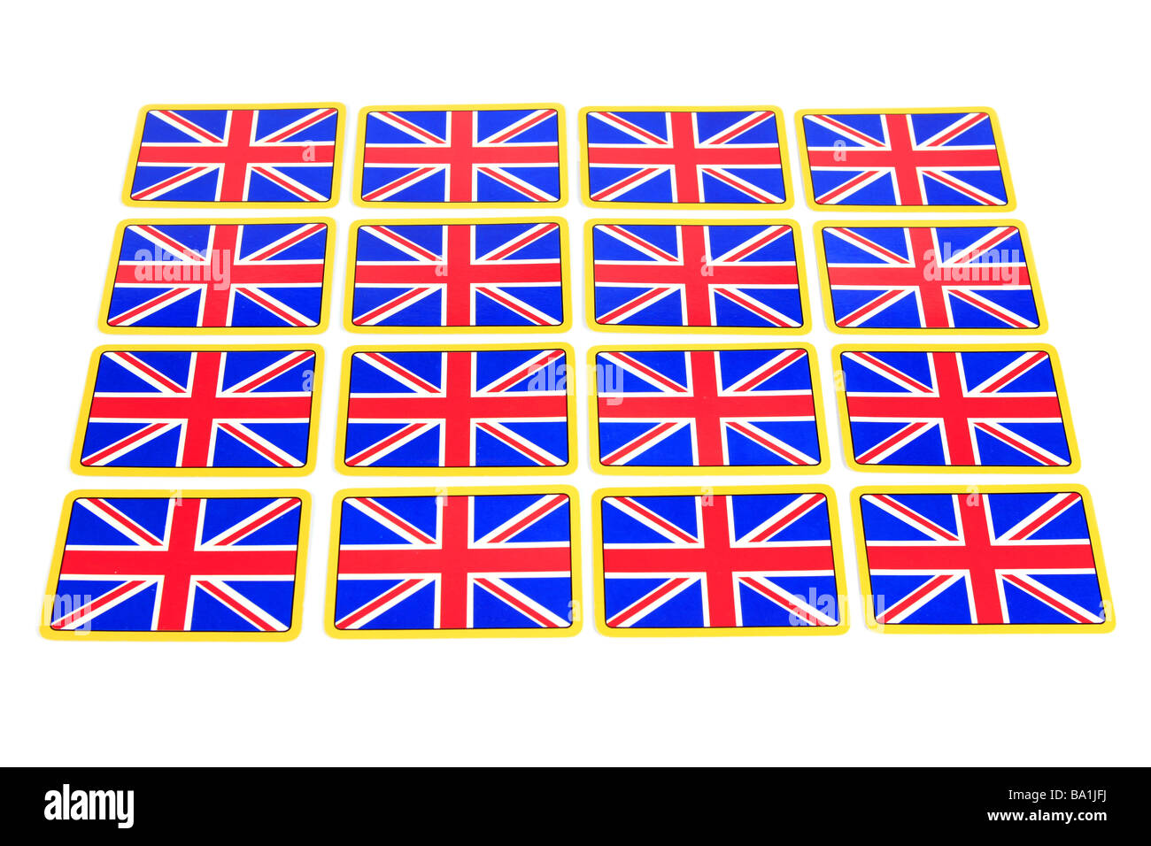 Giocando a carte con la britannica Union Jack flag sul retro Foto Stock