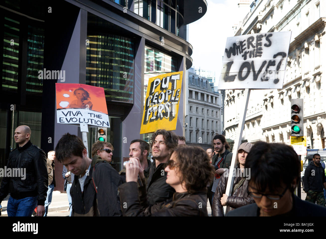 Vertice G20 protesta Bank di Londra Foto Stock