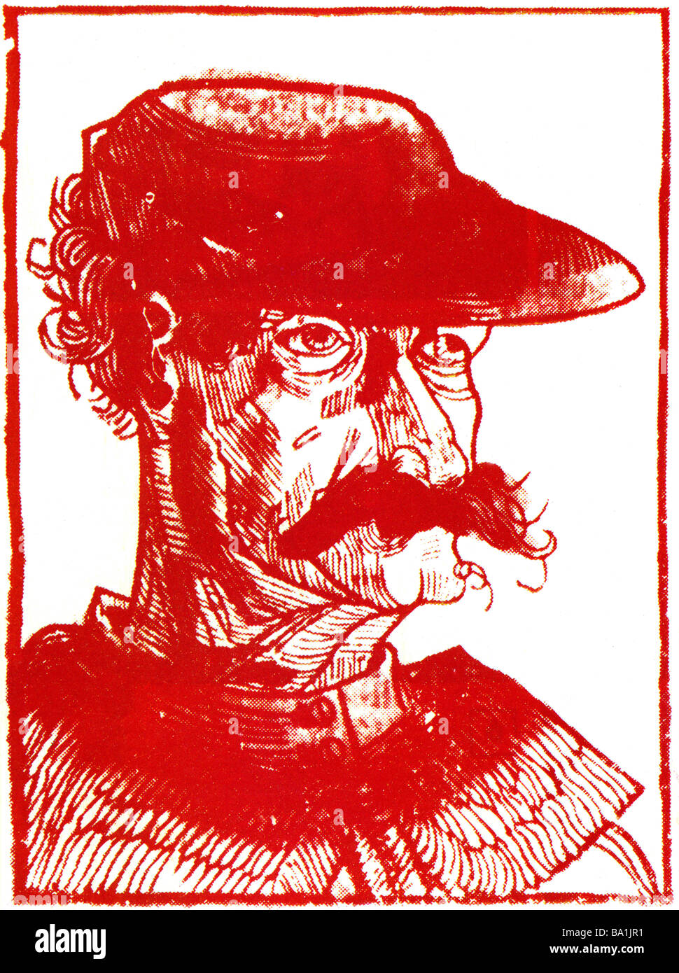 Vlad III Tepesch, circa 1431 - 1476, Principe della Valacchia fin dal 1448, Presunto ritratto, xilografia, XVI secolo, Tepes, esempio per Foto Stock