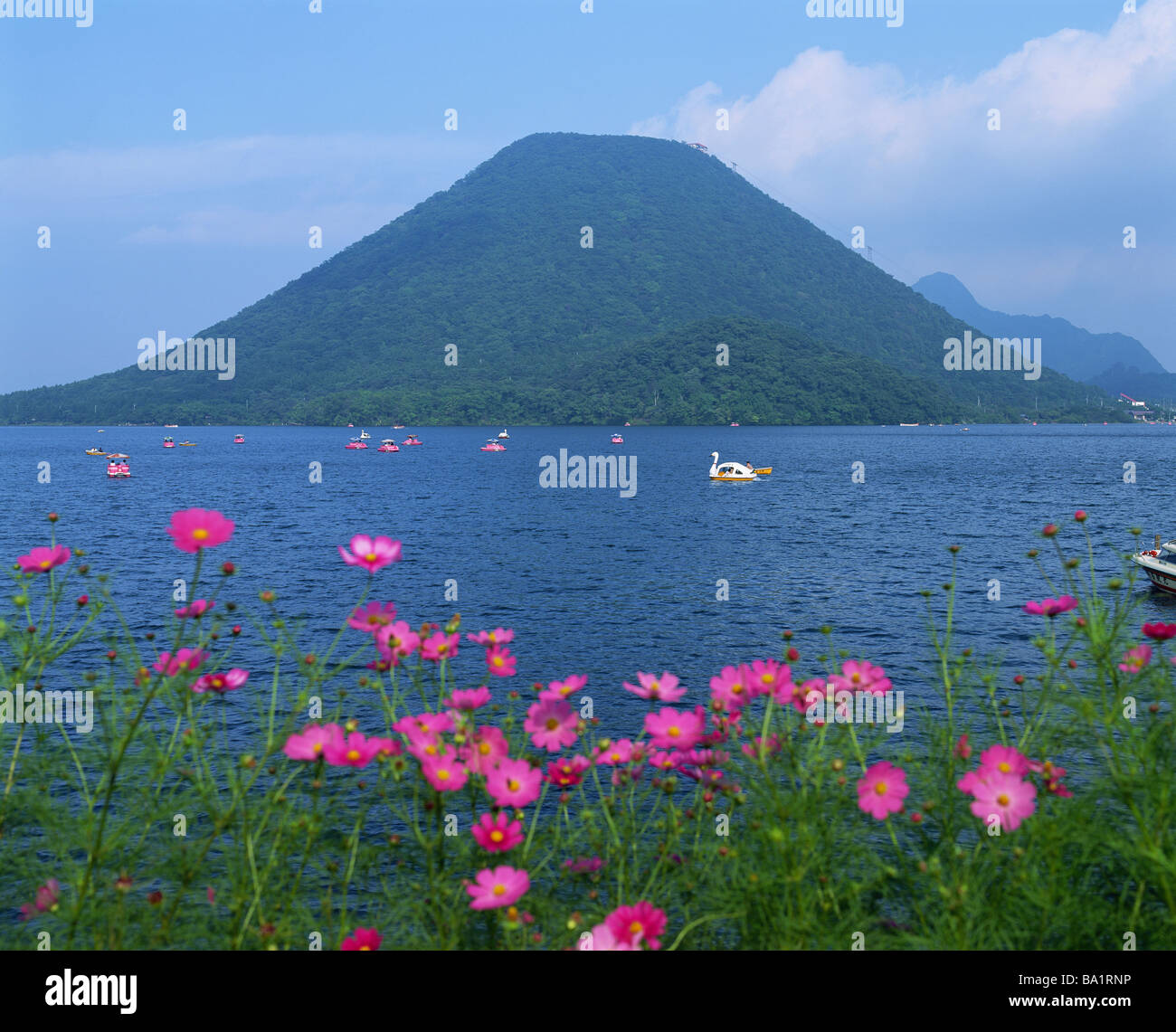 Il lago di Haruna e Haruna Fuji in Giappone Foto Stock