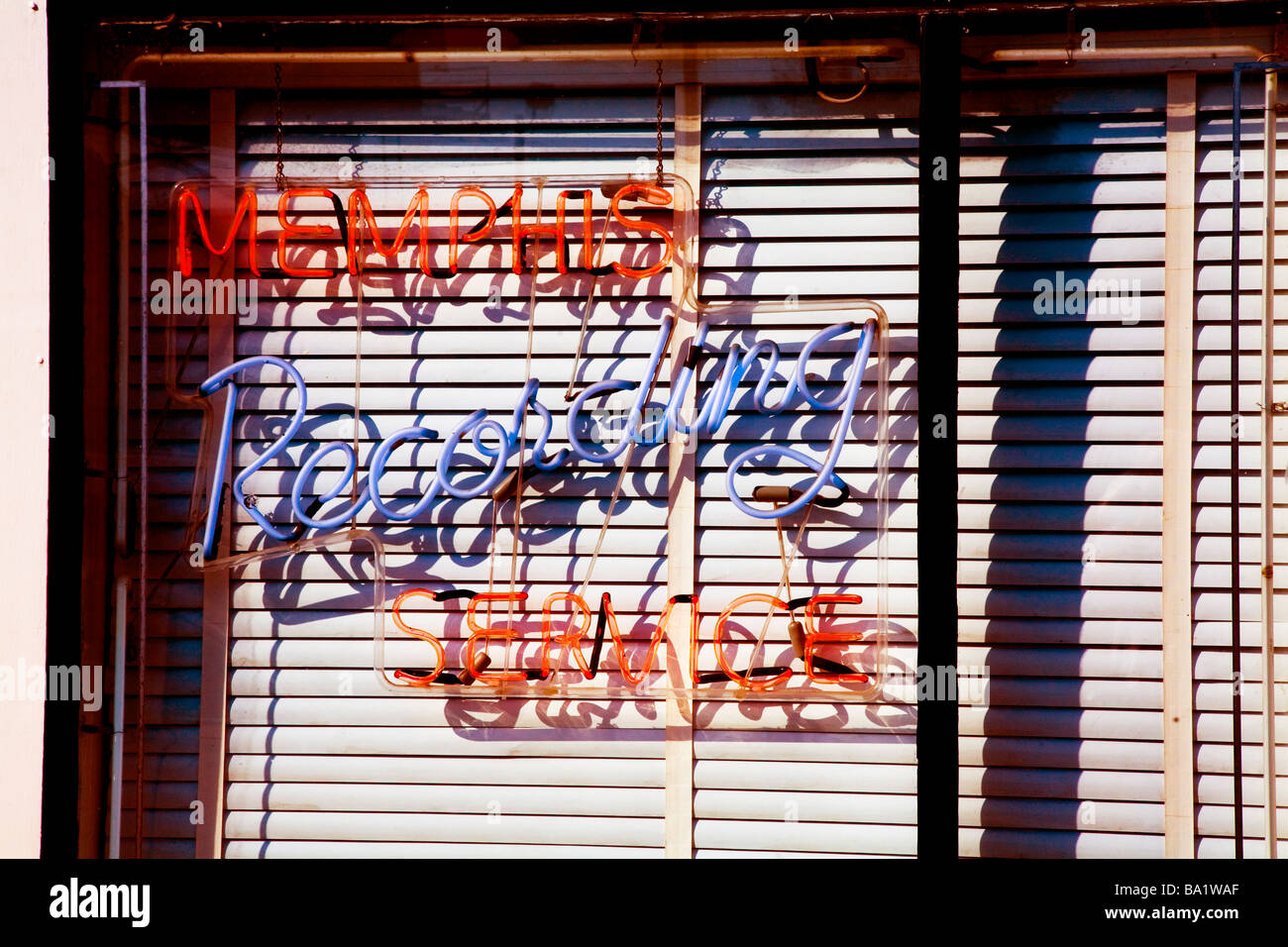 Memphis Servizi di registrazione accedi alla finestra della Sun Records a Memphis. La casa di Elvis e il luogo di nascita del Rock & Roll Foto Stock