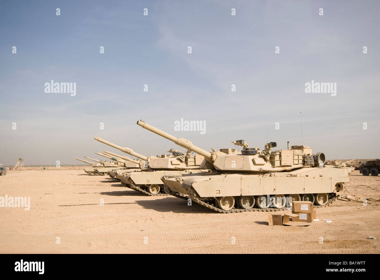 Baqubah, Iraq - M1 Abrams serbatoio a Camp Warhorse. Foto Stock