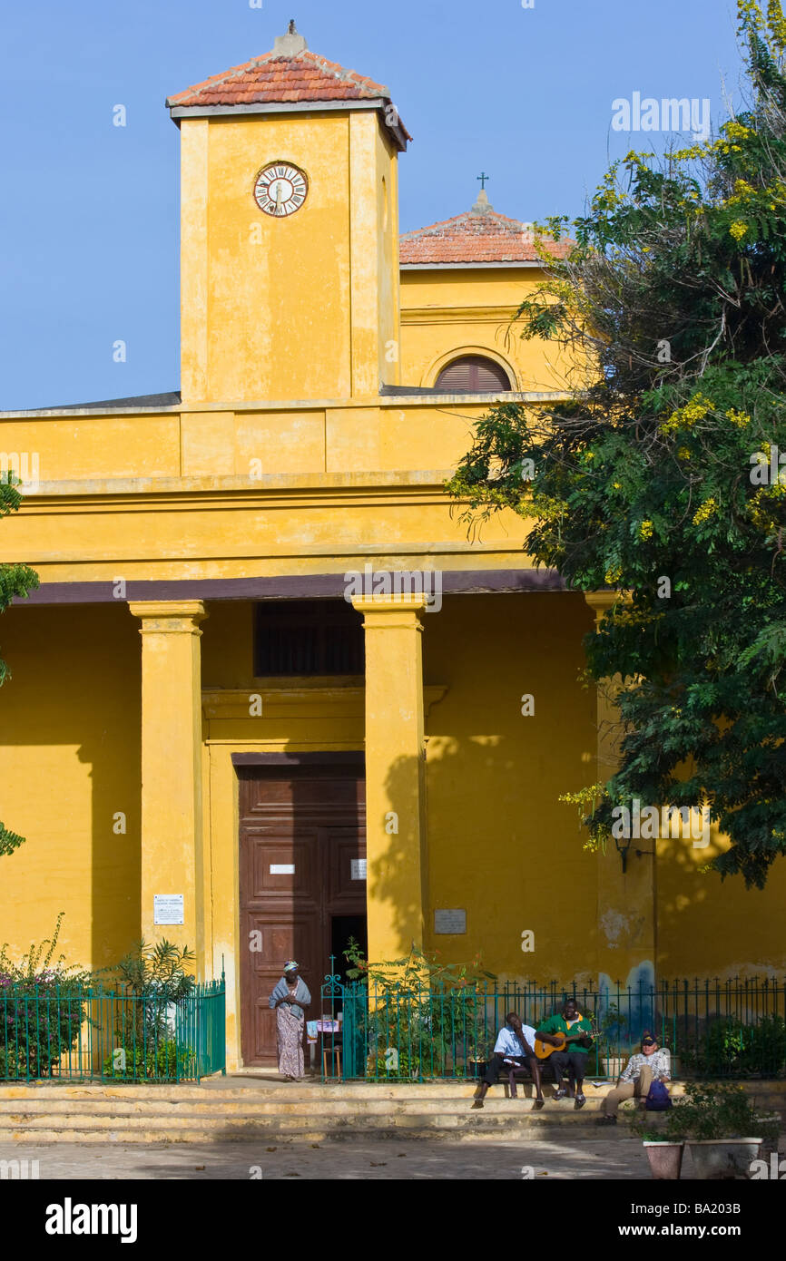 St Charles Borromee Chiesa Cristiana sulla Ile de Goree off di Dakar in Senegal Foto Stock