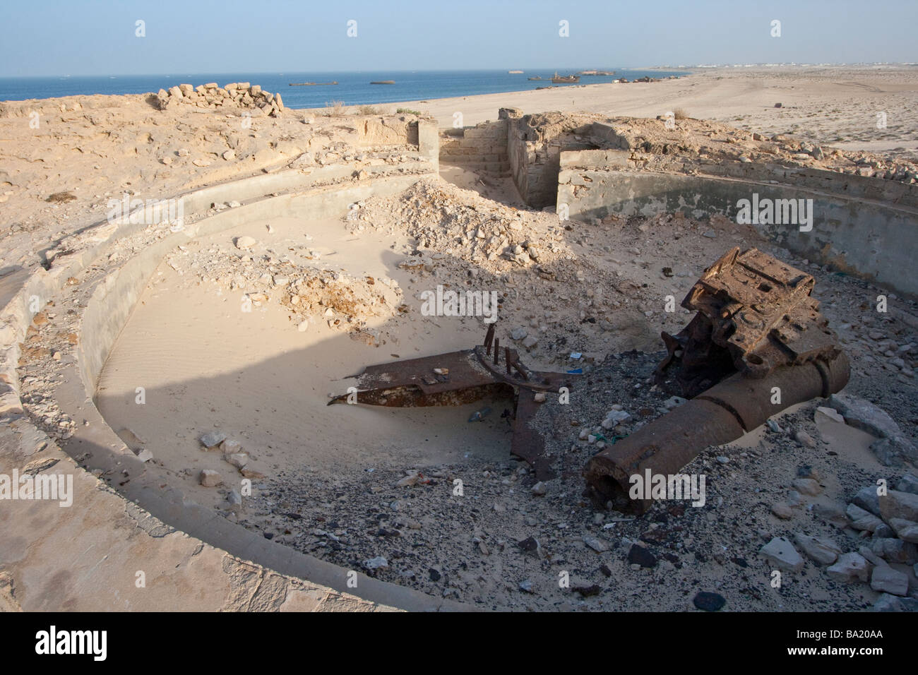 Coloniale Francese Gun Emplacement a Nouadhibou Mauritania Foto Stock