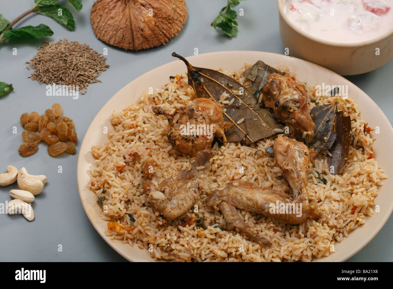 Hyderabadi Biryani è un popolare di pollo o di montone in base Biryani da Hyderabad Foto Stock