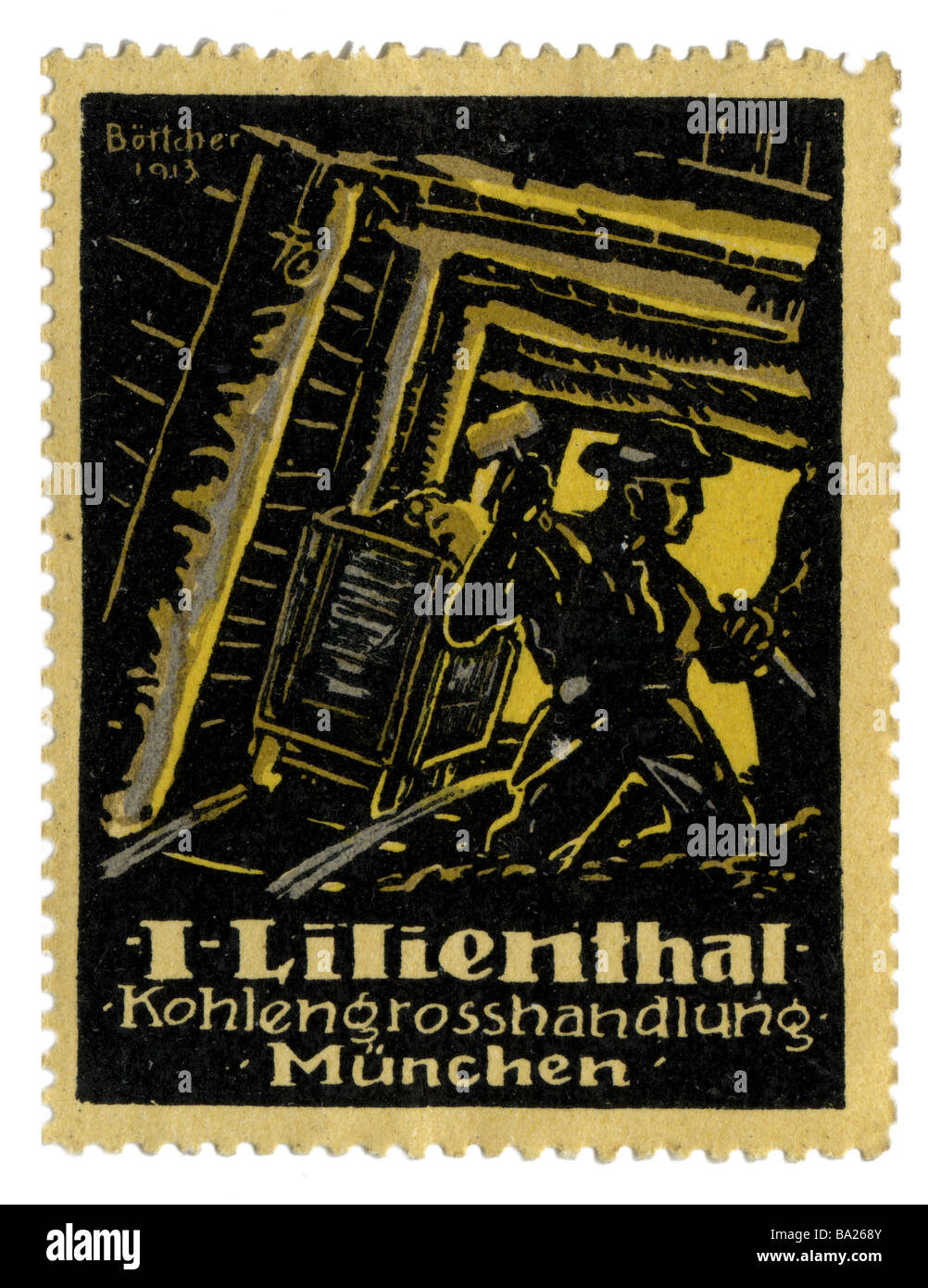 Pubblicità, francobolli, carbone Lilienthal, Monaco, Germania, circa 1910, Foto Stock