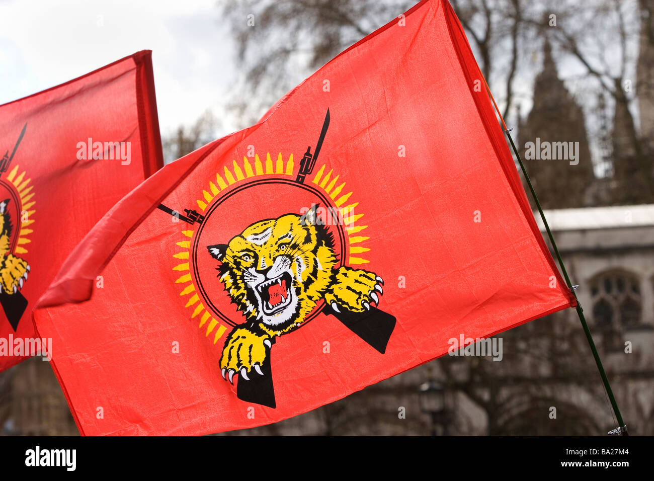 Gli abitanti dello Sri Lanka protesta in piazza del Parlamento dimostrando contro il loro governo s azioni in Sri Lanka Foto Stock