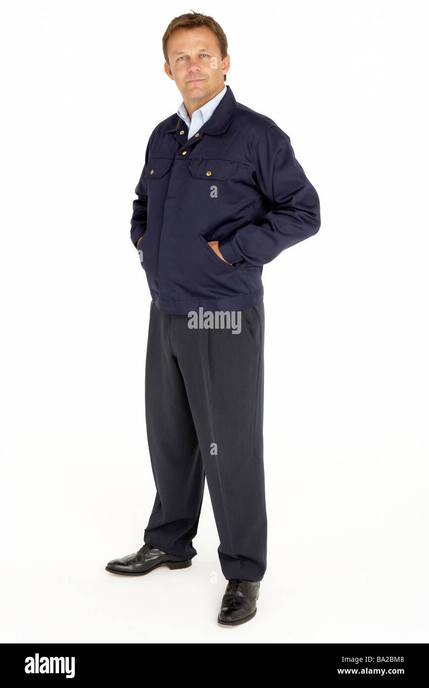 Ritratto di Courier sorridente verso la telecamera Foto Stock