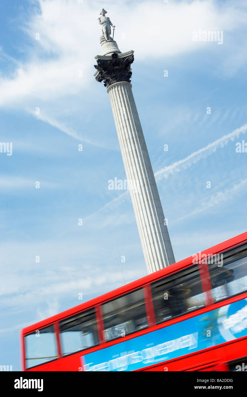 Nelson la colonna in Trafalgar Square a Londra, Inghilterra Foto Stock