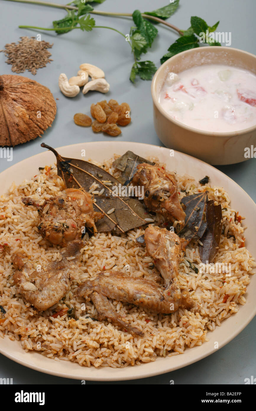 Hyderabadi Biryani è un popolare di pollo o di montone in base Biryani da Hyderabad Foto Stock