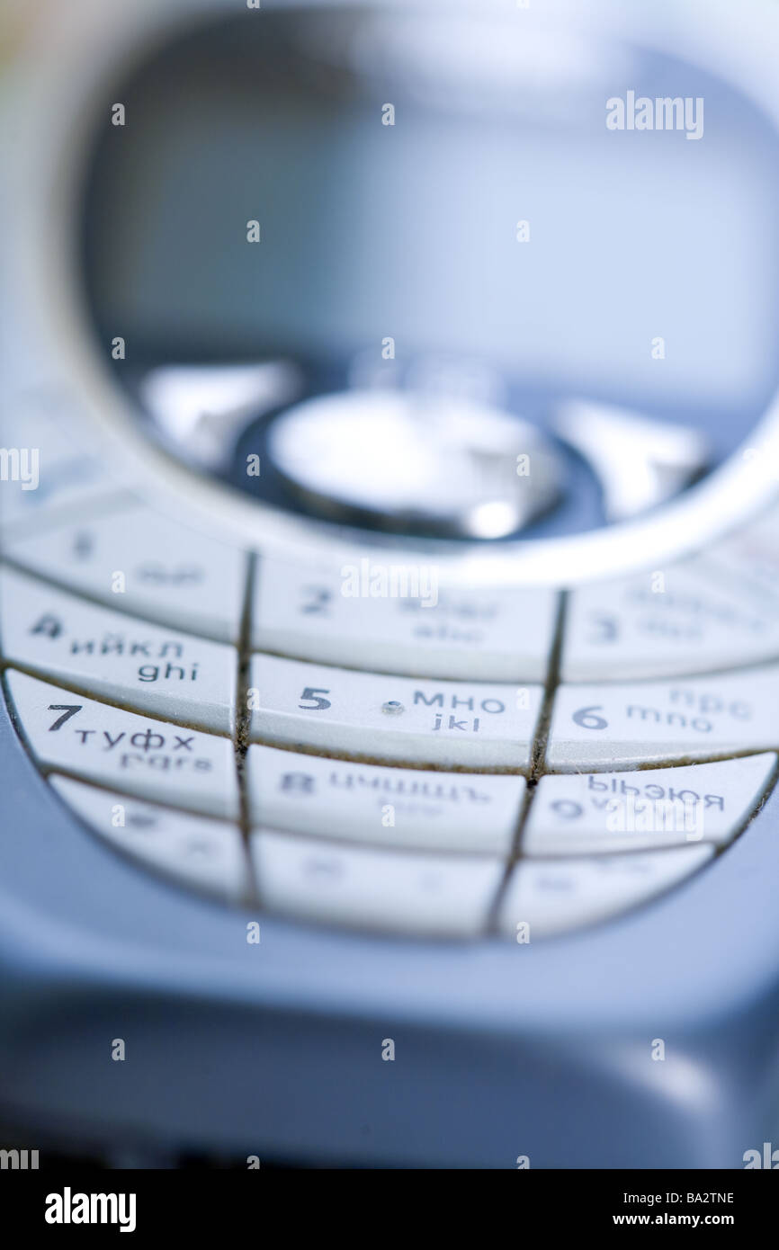Mobile, cellulare, telefono, macro, offuscata, still life dati, informazioni, tecnologie it, chiamata, centro, rete, comunicazione, c Foto Stock