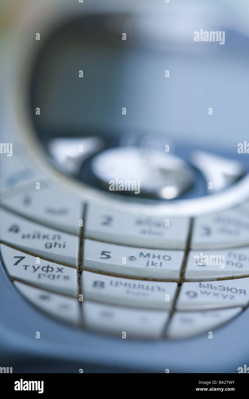 Mobile, cellulare, telefono, macro, offuscata, still life dati, informazioni, tecnologie it, chiamata, centro, rete, comunicazione, c Foto Stock