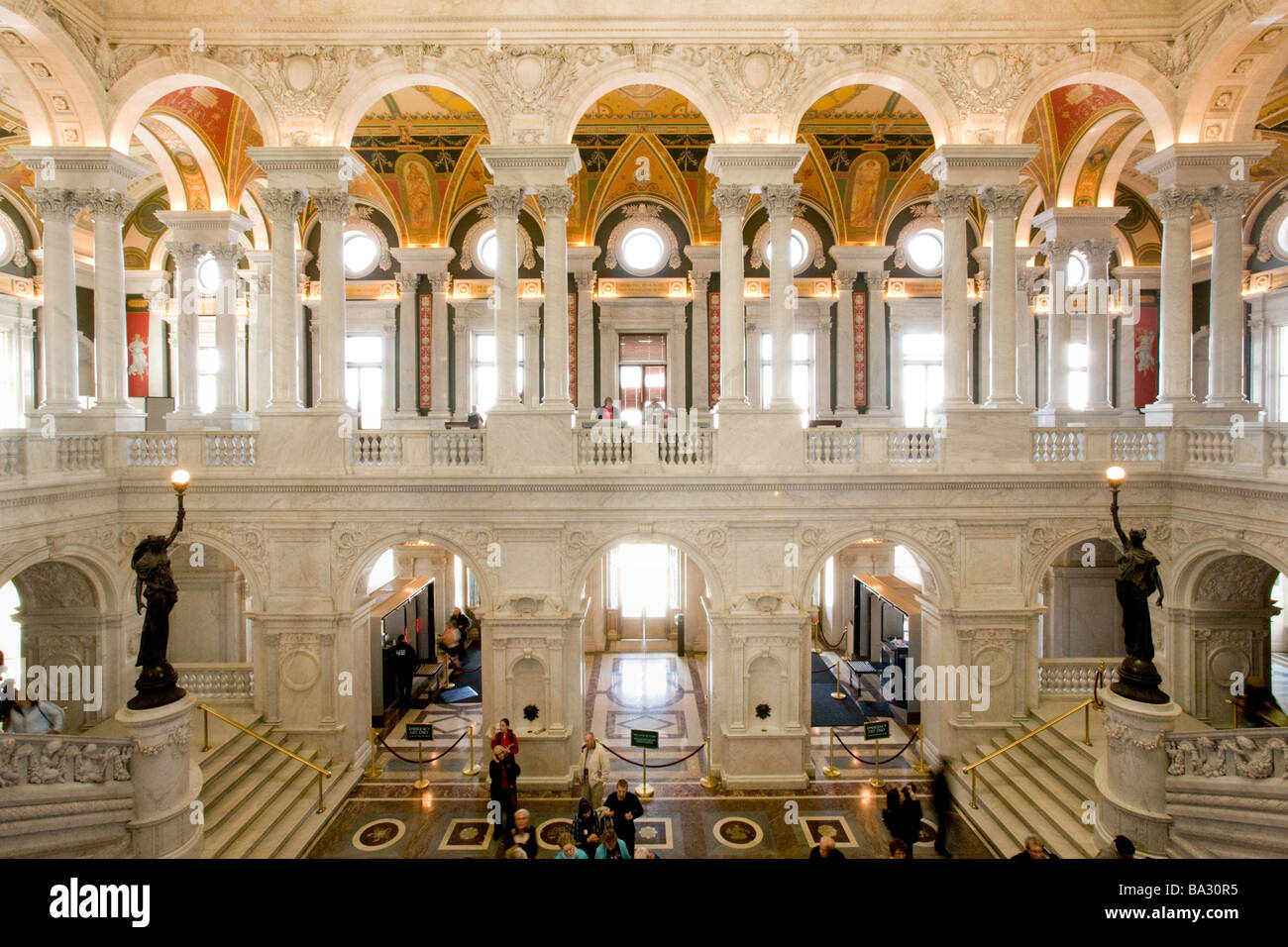 Sala grande della Biblioteca del Congresso, la più grande biblioteca nel mondo, Washington DC e Distretto di Columbia Foto Stock