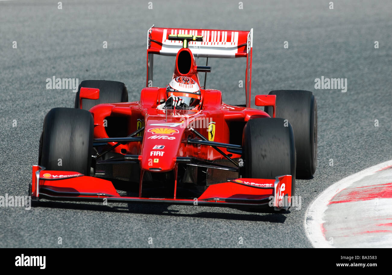Kimi RAEIKKOENEN in Ferrari F60 durante un test di Formula Uno in sessioni di Marzo 2009 Foto Stock