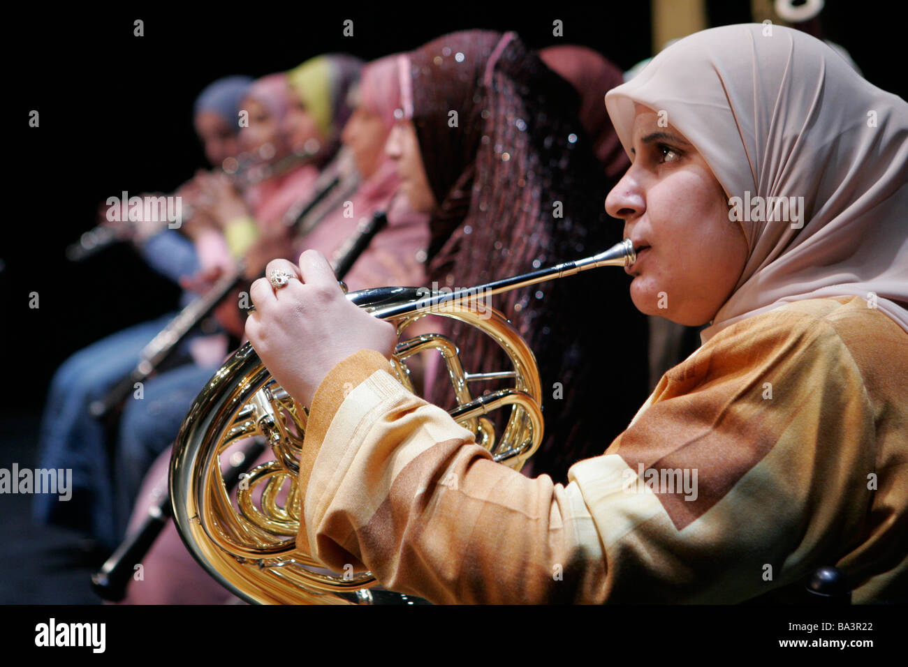 Al Nour Wal Amal la luce e la speranza è l'orchestra egiziano dal cieco donne Foto Stock