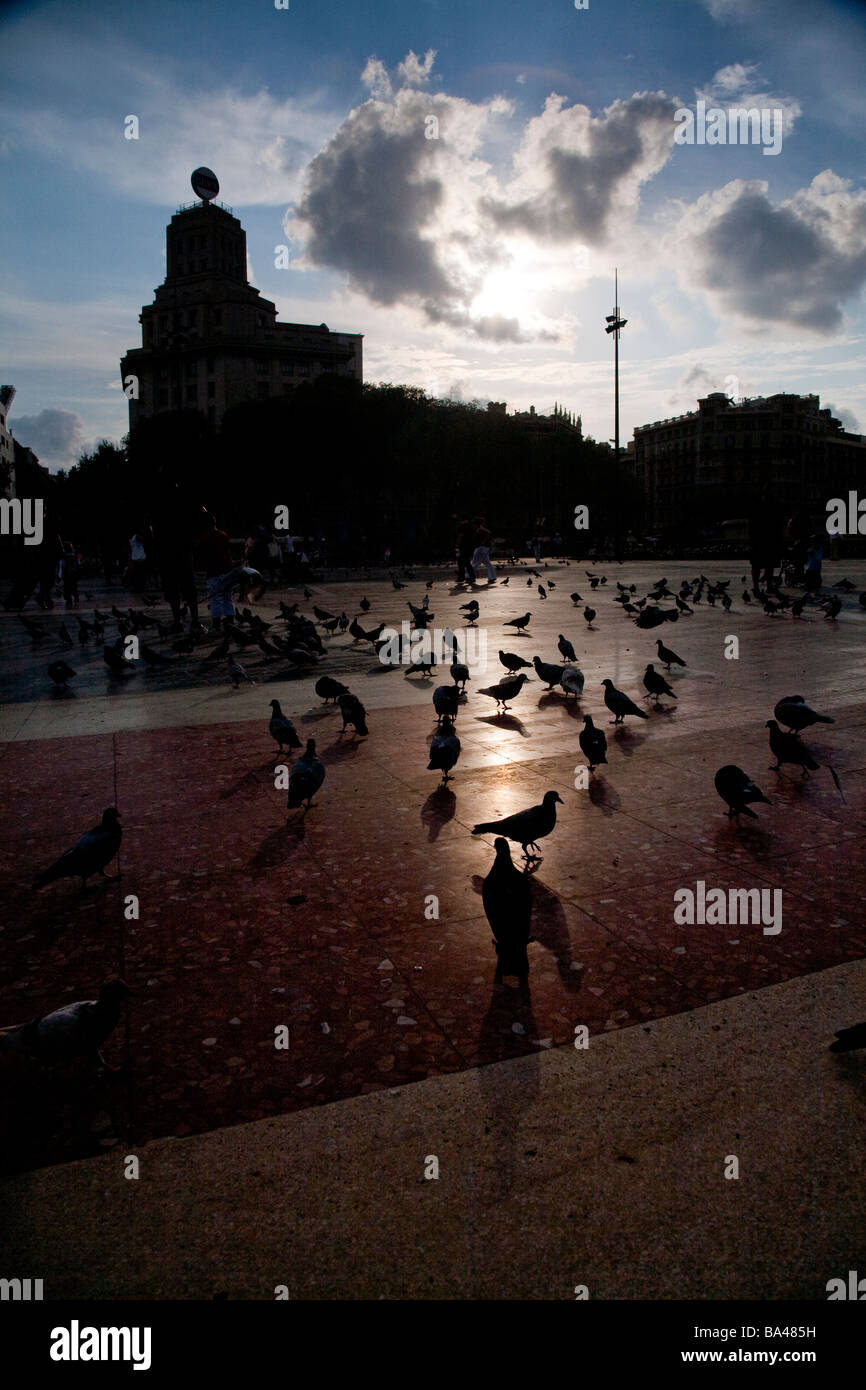 Piazza Catalunya città di Barcellona commnunity autonoma di Catalogna nord-est della Spagna Foto Stock