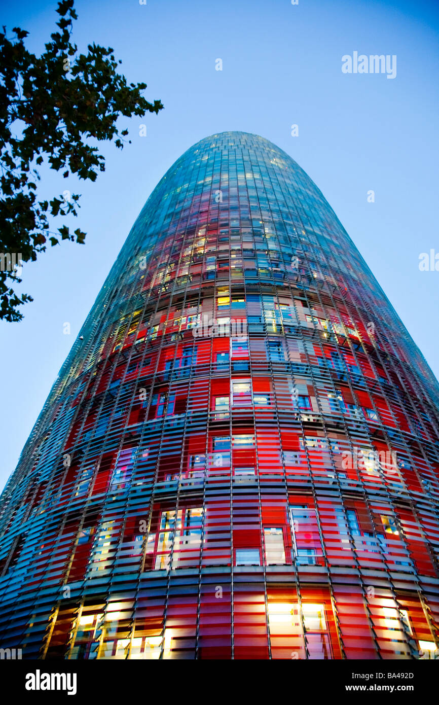 La Torre Agbar opera di Jean Nouvel città di Barcellona commnunity autonoma di Catalogna nord-est della Spagna Foto Stock