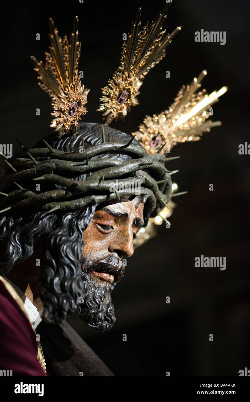 La testa di Gesù del Gran Poder Gesù di grande potenza carving da Juan de Mesa del XVII secolo Foto Stock