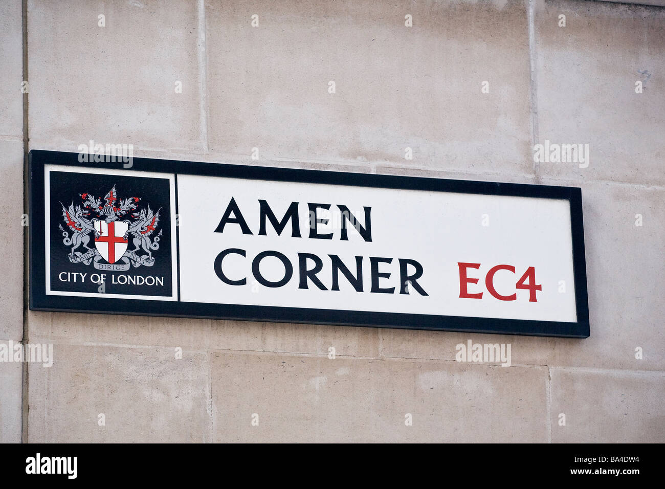 Amen Corner, Londra EC4 strada segno. Foto Stock