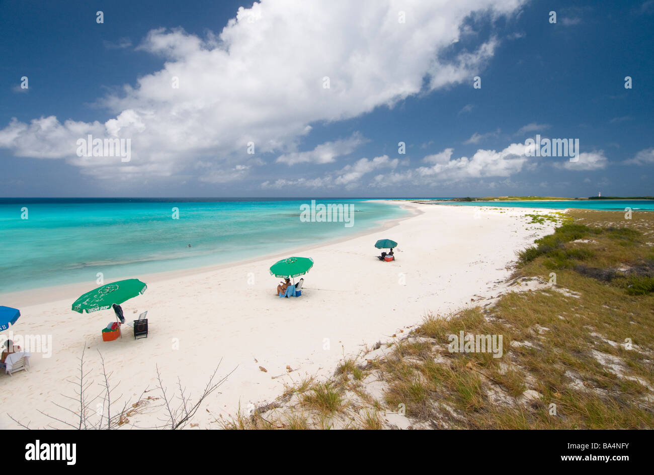 Una bellissima spiaggia di sabbia bianca di Cayo de Agua Los Roques Venezuela Sud America Foto Stock